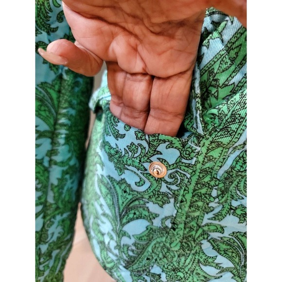 Charter Club Women Green & Blue Cotton Long Sleeve Buttons Front Jacket Size XL - Picture 5 of 14